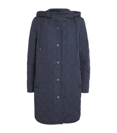 Weekend Max Mara Quilted Hooded Coat In Navy