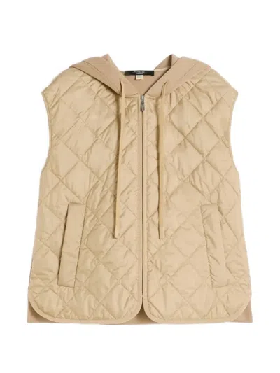 Weekend Max Mara Quilted Hooded Gilet In Neutral