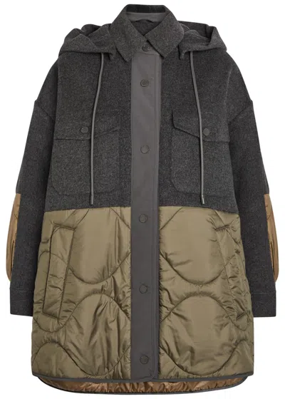 Weekend Max Mara Quilted Panelled Wool And Shell Jacket In Gray
