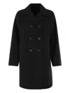 Weekend Max Mara Quilted Wool Double-breasted Coat In Black
