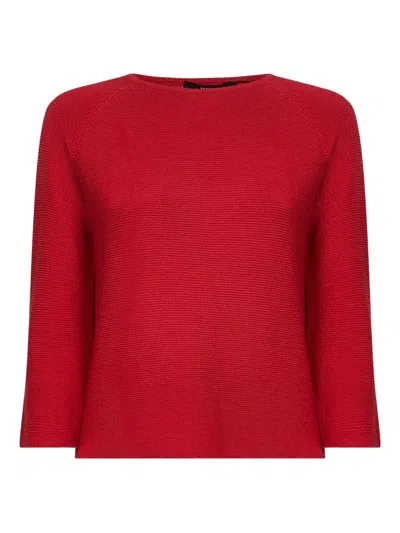 Weekend Max Mara Raglan-sleeve Boat-neck Sweater In Red