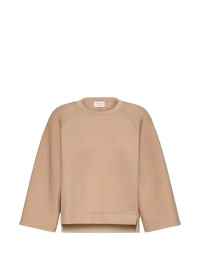 Weekend Max Mara Raglan-sleeve Side-slit Sweater In Brown
