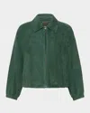 Weekend Max Mara Collared Coat Elastic Cuffs Side Pockets In Green