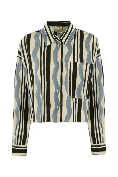 Weekend Max Mara Ragtime Shirt In Cotton With Stripes And Waves In Multi