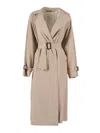 Weekend Max Mara Max Mara Weekend Long Waterproof Jacket In Barley With Belt In Neutral