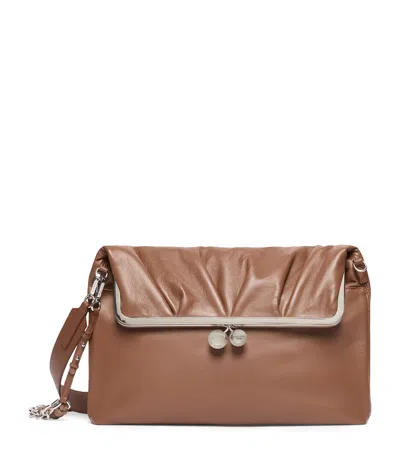 Weekend Max Mara Ram Leather Pasticcino Clutch Bag In Blue