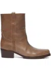 Weekend Max Mara Ranch Leather Cowboy Boots In Brown
