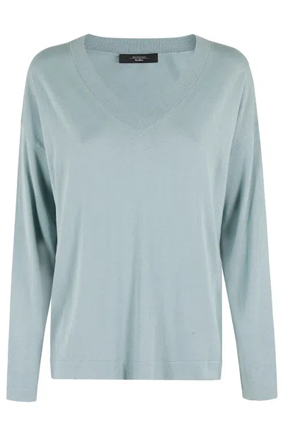 Weekend Max Mara Rania V Neck Sweater In Green
