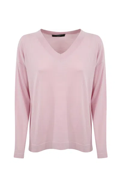 Weekend Max Mara Rania Sweater In Silk And Cotton Yarn In Rose Berry