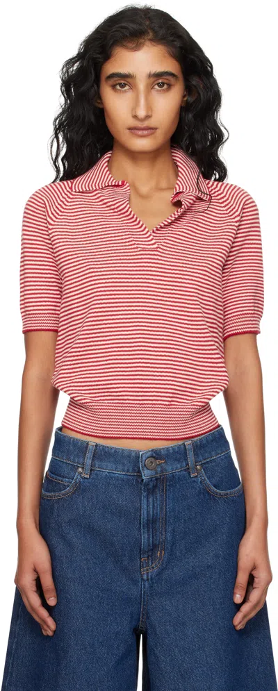 Weekend Max Mara Red & Off-white Junior Polo