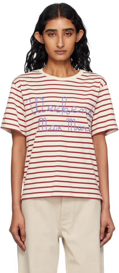 Weekend Max Mara Red & Off-white Olga T-shirt