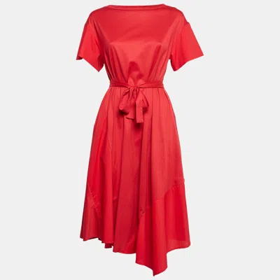 Pre-owned Weekend Max Mara Red Jersey Belted Short Dress S