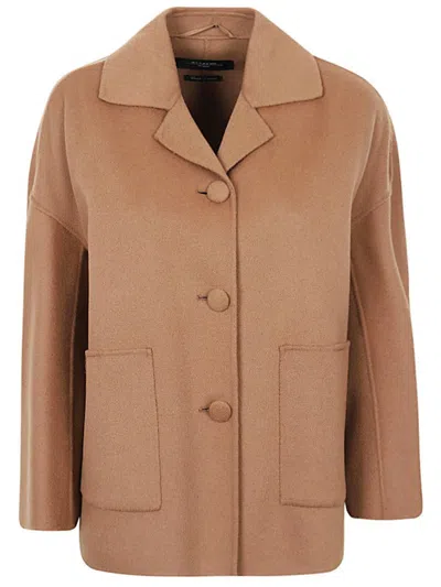 Weekend Max Mara Relaxed Fit Buttoned Jacket In Brown