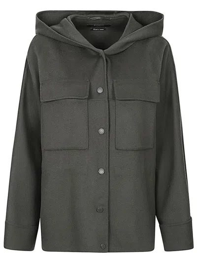 Weekend Max Mara Relaxed Fit Hooded Parka In Green