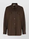 Weekend Max Mara Relaxed Linen Shirt Featuring Chest Pockets In Brown