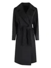 Weekend Max Mara Resin Belted Coat In Black