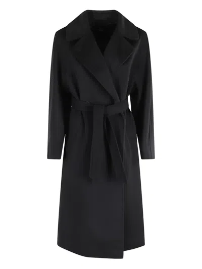 Weekend Max Mara Resin Belted Coat In Black