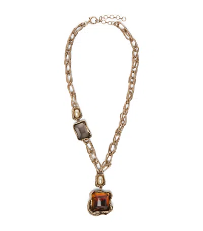 Weekend Max Mara Resin Chain Necklace In Gold