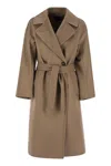 Weekend Max Mara Belted Long-sleeved Coat In Brown