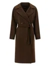 Weekend Max Mara Resina Belted Double-breasted Coat In Brown