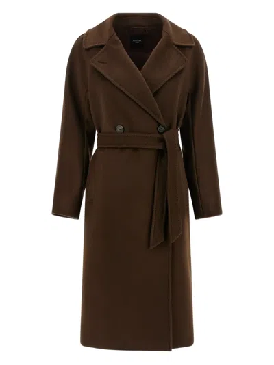 Weekend Max Mara Resina Belted Double-breasted Coat In Brown