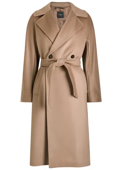 Weekend Max Mara Resina Belted Wool-blend Coat In Brown