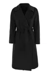 Weekend Max Mara Resina Double Breasted Wool Coat In Black