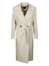 Weekend Max Mara Resina Button-belted Coat In Neutral