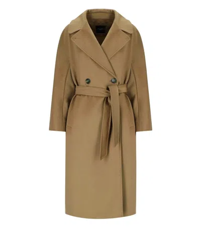 Weekend Max Mara Resina Camel Belted Coat In Brown