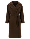 Weekend Max Mara Virign Wool Double-breasted Coat In Brown