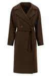 Weekend Max Mara Virign Wool Double-breasted Coat In Brown