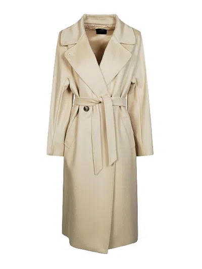 Weekend Max Mara Resina Double-breasted Midi Wool Coat In White