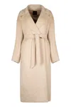 Weekend Max Mara Resina Double-breasted Virgin Wool Coat In Brown