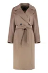 Weekend Max Mara Resina Double-breasted Virgin Wool Coat In Brown
