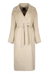 Weekend Max Mara Omens Ivory Resina Notch-lapels Wool Coat In Neutral
