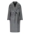 Weekend Max Mara Resina Grey Belted Coat In Black