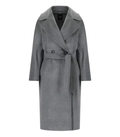 Weekend Max Mara Resina Grey Belted Coat In Black