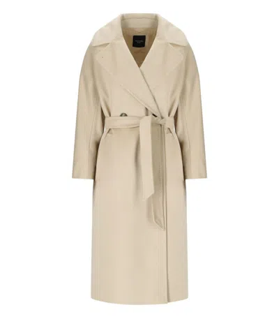 Weekend Max Mara Resina Ivory Belted Coat In Neutral