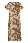Weekend Max Mara Revere Printed Silk T Shirt Dress In Neutral