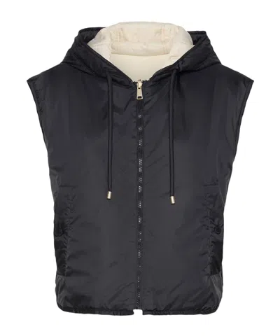 Weekend Max Mara Reversible Padded Hooded Jacket In Black