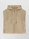Weekend Max Mara Reversible Quilted Hooded Vest Drawstring In Brown