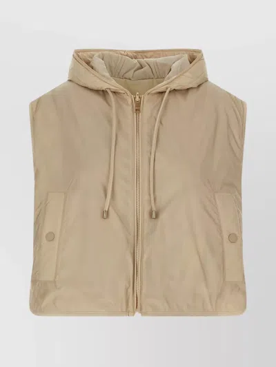 WEEKEND MAX MARA REVERSIBLE QUILTED HOODED VEST DRAWSTRING