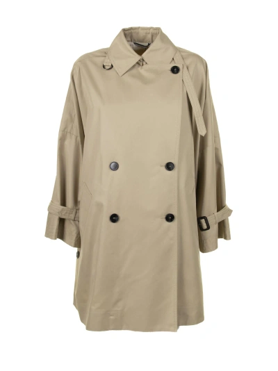 Weekend Max Mara Reversible Trench Coat In Water-repellent Cotton In Miele