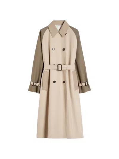 Weekend Max Mara Omens Beige Reversible Belted Cotton-garbadine Trench Coat In Brown