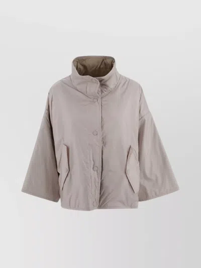 WEEKEND MAX MARA REVERSIBLE WATERPROOF CANVAS JACKET WITH ADJUSTABLE DRAWSTRING