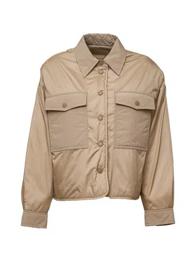 Weekend Max Mara Reversible Water-repellent Canvas Padded Jacket Sand In Metallic