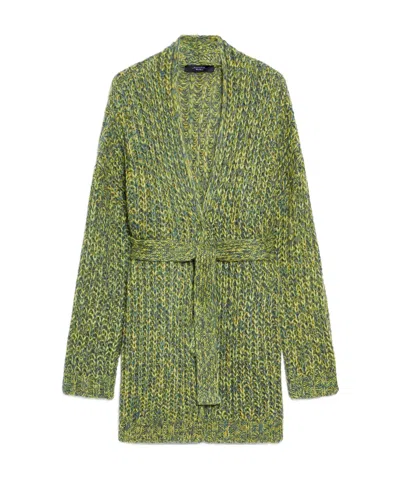 Weekend Max Mara Rib Knitted Mohair Cardigan In Green