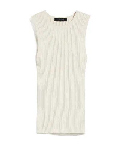 Weekend Max Mara Rib Knitted Vest In White