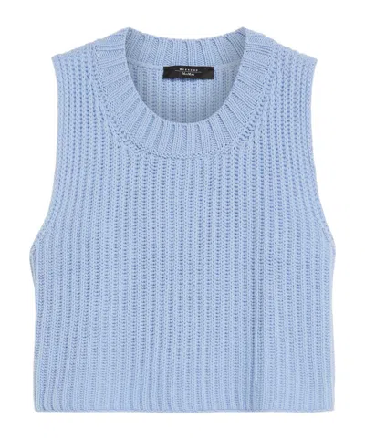 Weekend Max Mara Rib Knitted Wool Sweater In Blue