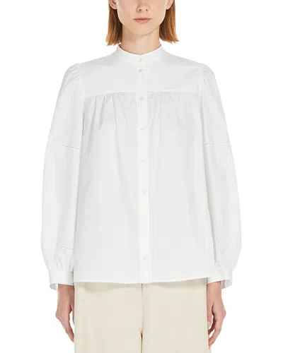 Weekend Max Mara Ribaldo Embroidered Cotton Poplin Shirt In White
